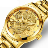 Waterproof dragon Casual golden watch