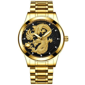 Waterproof dragon Casual golden watch