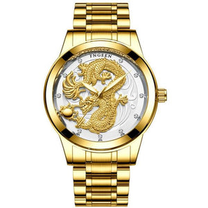 Waterproof dragon Casual golden watch