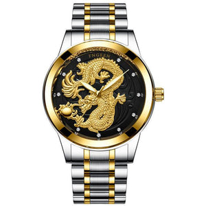 Waterproof dragon Casual golden watch