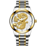 Waterproof dragon Casual golden watch