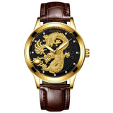 Waterproof dragon Casual golden watch