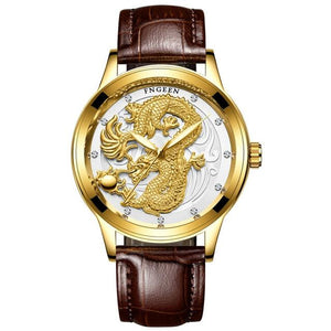 Waterproof dragon Casual golden watch